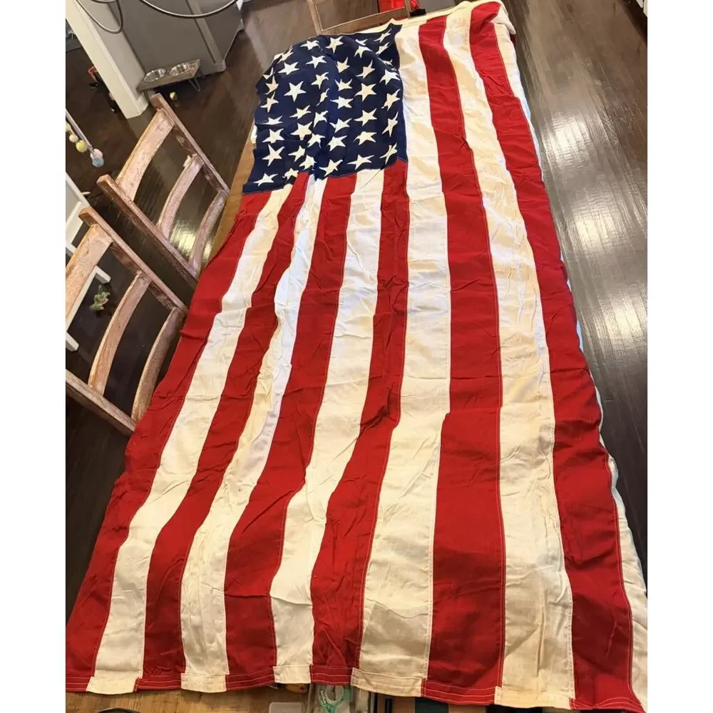 Vintage 48 Star Valley Forge American Flag 5x9.5 Sewn Stitched Stars Cotton WWII
